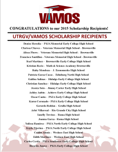 2014 UTRGV - VAMOS Scholarship Recipients List